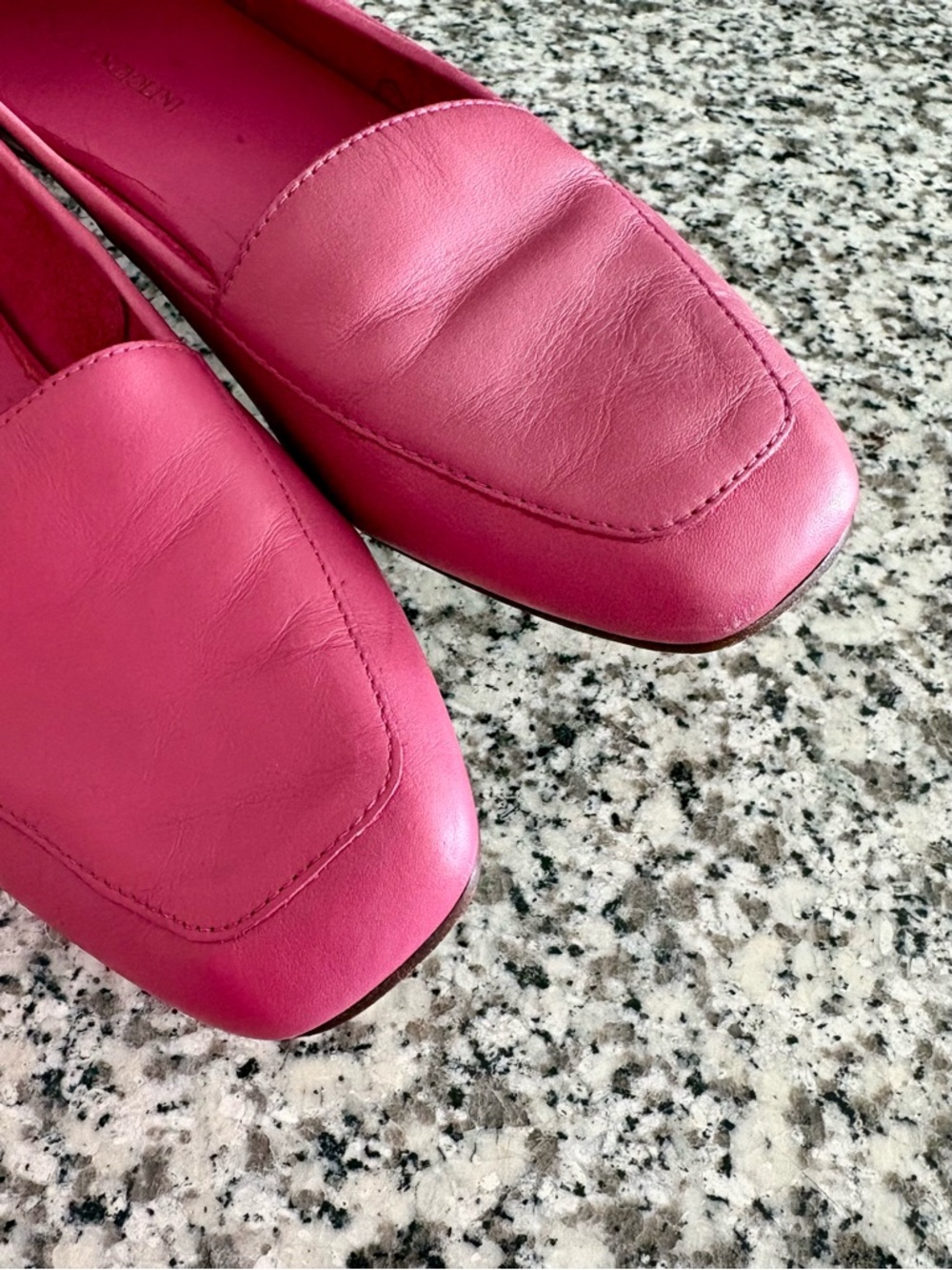 Enzo Angiolini—Bubblegum Pink Leather Square Toe Flats Vintage (Size 8.5) - Picture 6 of 8